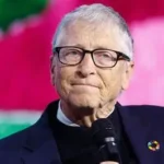 Bill Gates speaking at a Gates Foundation staff meeting addressing Epstein ties