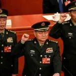 Chinese military officers attending National People's Congress meeting in Beijing