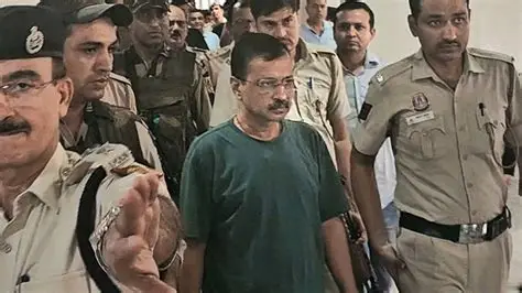 Arvind Kejriwal outside court after acquittal of corruption charges