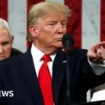 Donald Trump delivering his longest State of the Union address to Congress in 2026