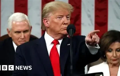 Donald Trump delivering his longest State of the Union address to Congress in 2026