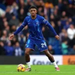 Wesley Fofana reacting during Chelsea’s Premier League match at Stamford Bridge.
