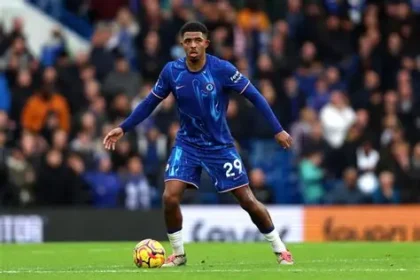Wesley Fofana reacting during Chelsea’s Premier League match at Stamford Bridge.