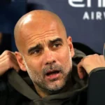 Pep Guardiola celebrating passionately