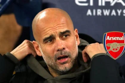 Pep Guardiola celebrating passionately