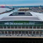 England Lionesses players warming up at Everton’s Hill Dickinson Stadium