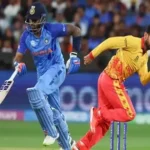 Indian cricket players celebrating victory against Zimbabwe in T20 World Cup match