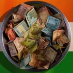 Volunteers assisting at a rural Indian temple during a charitable event.