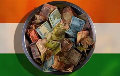 Volunteers assisting at a rural Indian temple during a charitable event.