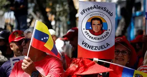 Venezuelan political prisoners and their families demonstrate outside a prison in Caracas after a new amnesty law was passed.