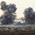 Pakistani military jets flying over mountainous border regions targeting alleged militant camps in Afghanistan.