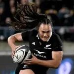 Portia Woodman-Wickliffe playing for New Zealand Black Ferns
