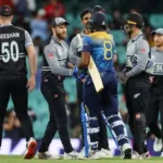 New Zealand players celebrate as Sri Lanka collapses in T20 World Cup Super 8 match