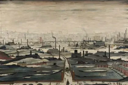 LS Lowry painting a northern England industrial cityscape