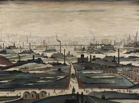 LS Lowry painting a northern England industrial cityscape