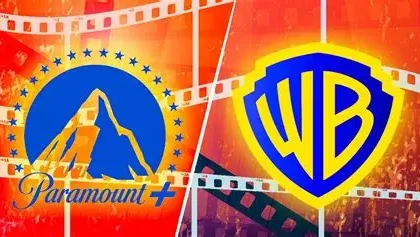 Warner Bros and Paramount logos with cinema screens in the background