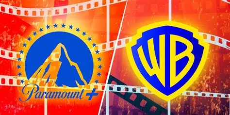 Warner Bros and Paramount logos with cinema screens in the background
