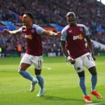 Unai Emery coaching Aston Villa during Premier League match