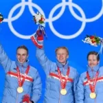 Norwegian athletes celebrating gold medals at the 2026 Winter Olympics
