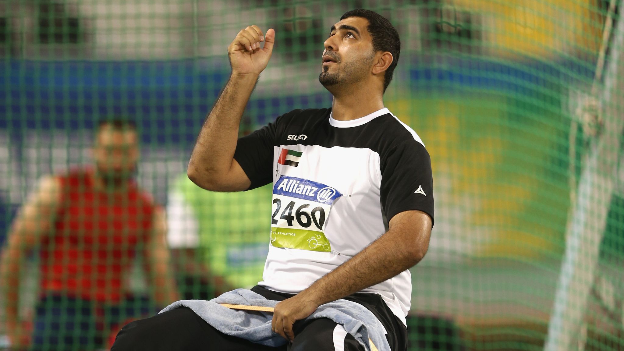 Abdullah Hayayei competing in javelin before his death at the 2017 World Para Athletics Championships in London