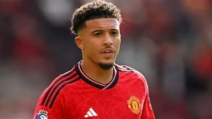 Jadon Sancho playing for Manchester United during Premier League match at Old Trafford