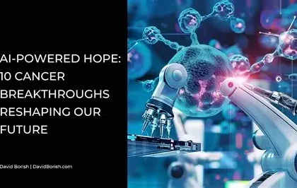 Scientists using artificial intelligence to design new medicines in a laboratory.