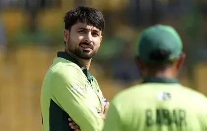 Spinner Abrar Ahmed in action during a T20 match.