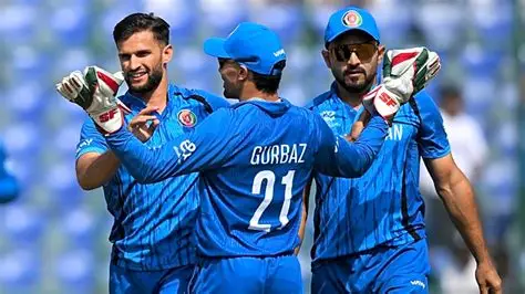Afghanistan and Sri Lanka players during an international cricket match.