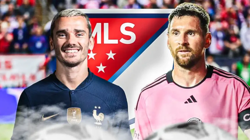 Antoine Griezmann in Atletico Madrid jersey celebrating a goal