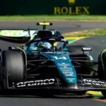 Aston Martin Formula 1 car struggling on track at Australian Grand Prix