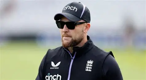 Brendon McCullum and Harry Brook after England’s T20 World Cup semi-final defeat