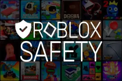 Child playing Roblox on a tablet while parent supervises