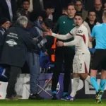 Pedro Neto pushes ball boy during Chelsea vs PSG match