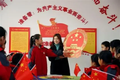 A Tibetan monastery with prayer wheels representing minority culture in China.