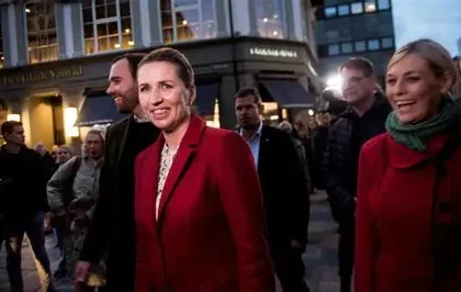 Danish voters casting ballots during national election