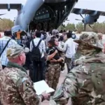 UK government evacuation flight departing Muscat Airport carrying stranded British nationals