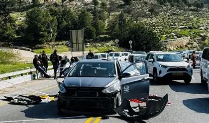 Car carrying Palestinian family after Israeli forces opened fire in West Bank town of Tammun.