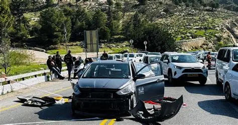 Car carrying Palestinian family after Israeli forces opened fire in West Bank town of Tammun.