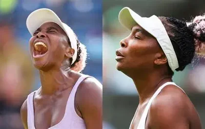 Fran Jones celebrating victory over Venus Williams at the Miami Open