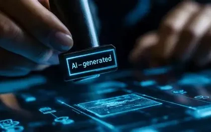 Various AI-free and human-made certification labels displayed on products and digital content