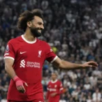 Mohamed Salah celebrating a goal for Liverpool in the Premier League