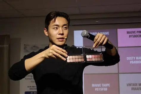 Diverse beauty products and K-pop inspired makeup promoting inclusivity