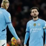 Bernardo Silva playing for Manchester City, showing leadership on the pitch
