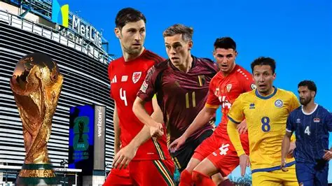 Wales players celebrating during a World Cup play-off match at Cardiff City Stadium