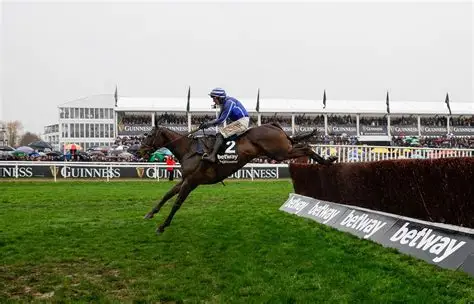Il Etait Temps jumping the final fence during the Queen Mother Champion Chase at Cheltenham Festival.