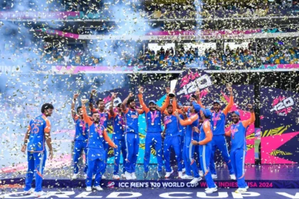 India players celebrating T20 World Cup victory over New Zealand