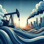 Oil barrels and global market charts representing the 1970s oil crisis and current energy concerns