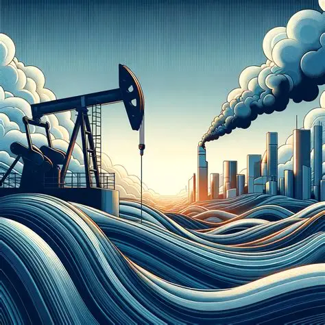 Oil barrels and global market charts representing the 1970s oil crisis and current energy concerns