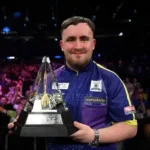 Luke Littler celebrates Premier League darts win over Jonny Clayton in Cardiff