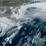 Heavy snow and strong winds during a powerful winter storm in the United States.